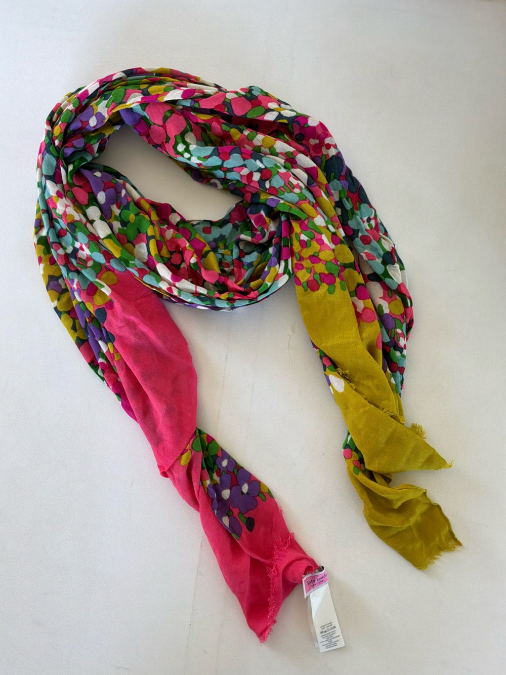 Kate Spade New York Floral Viscose Oblong Scarf Multicolor Lightweight Wrap